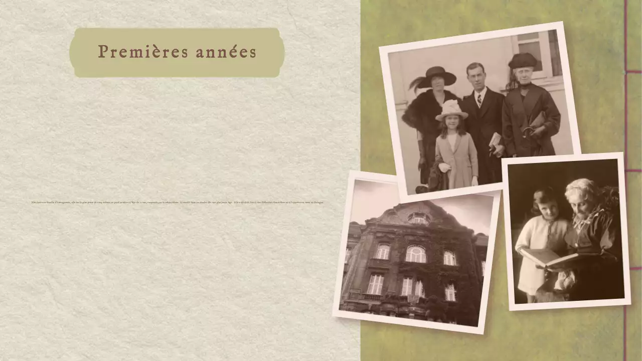 Classique Vintage Présentation de l'histoire de Marie Curie