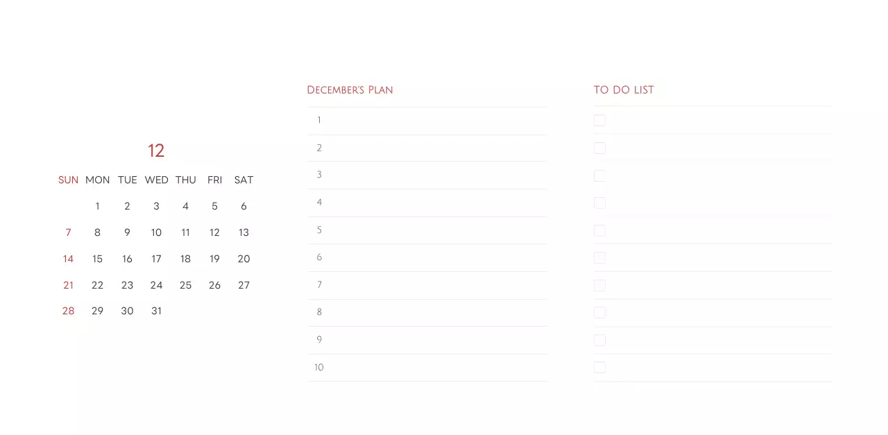 白と黒のシンプルな2025年版数字卓上カレンダー