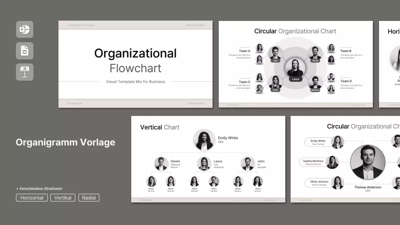 graue minimale Sammlung von Organigrammen Layout
