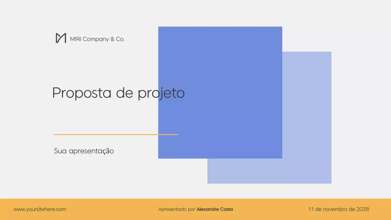 Plano de negócios moderno em azul e amarelo