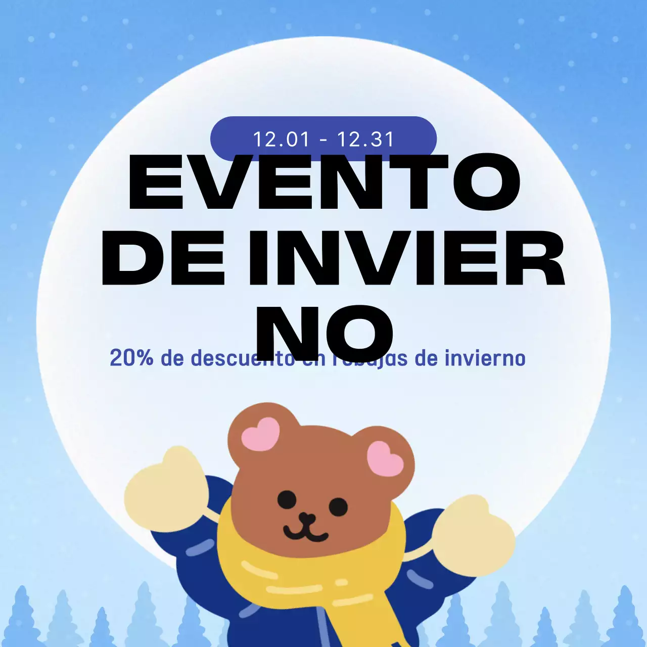 Promocione sus eventos de invierno en azul claro