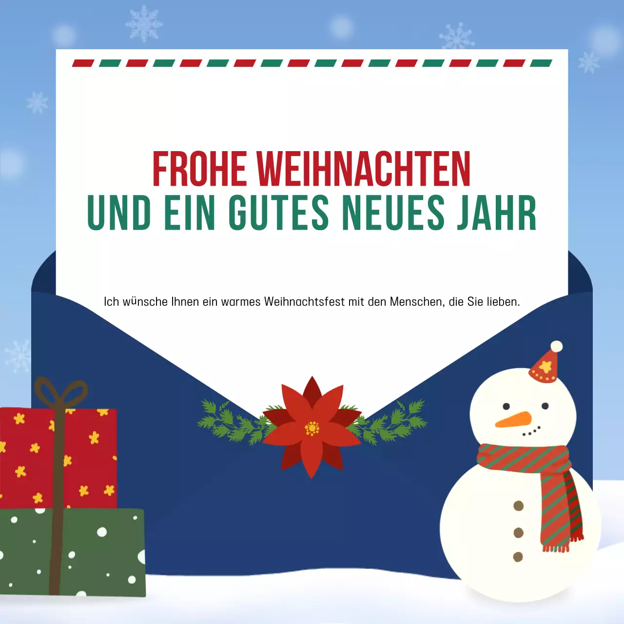 Weihnachtseinladung in Blau