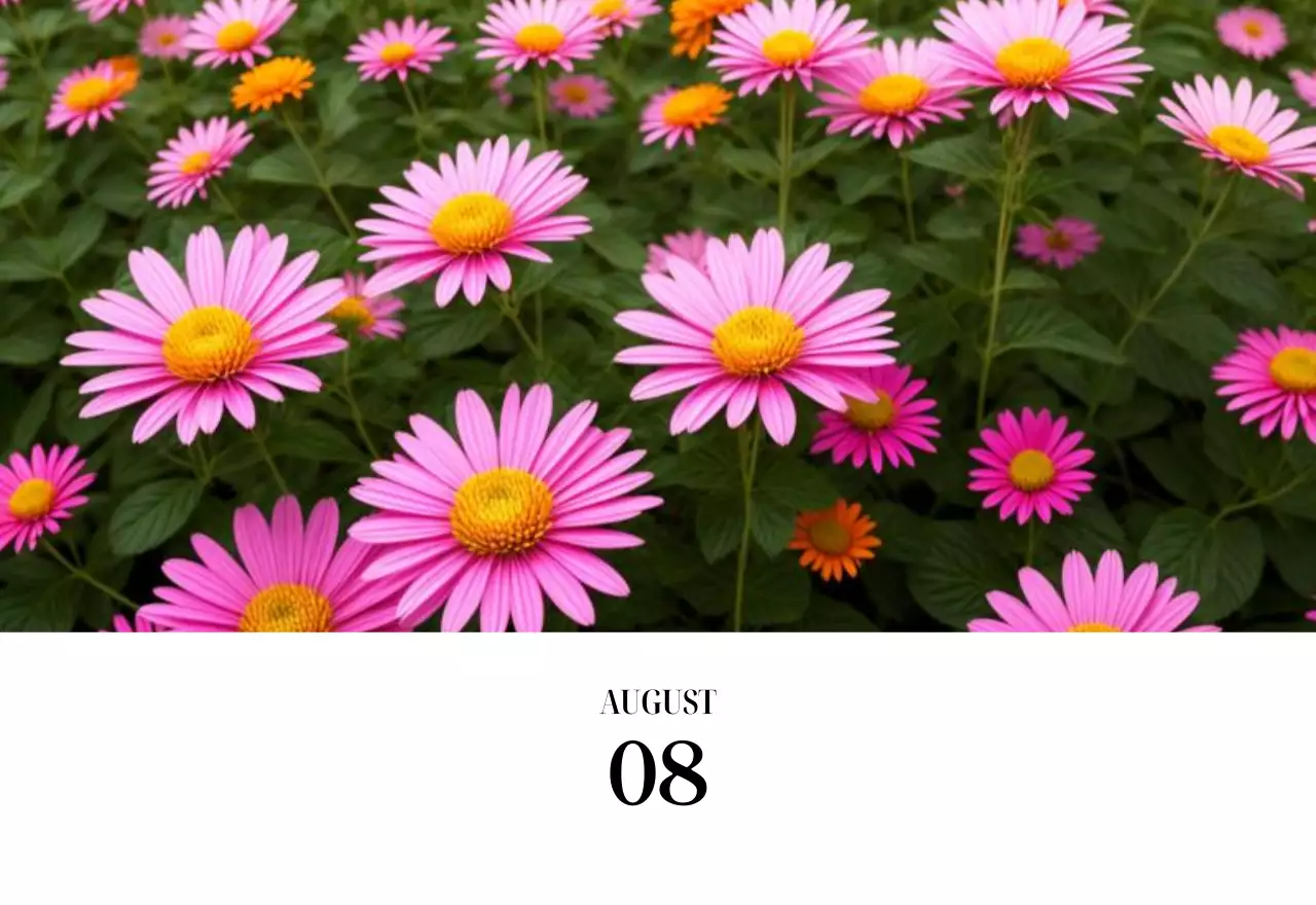 黒と白のシンプルな花写真カレンダー