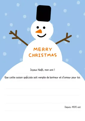 Jolie carte postale de Noël en bleu clair