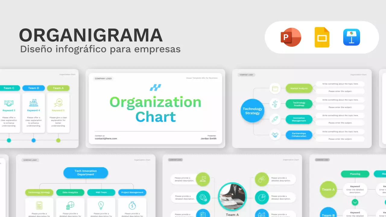 verde moderna colección de diseño de organigramas
