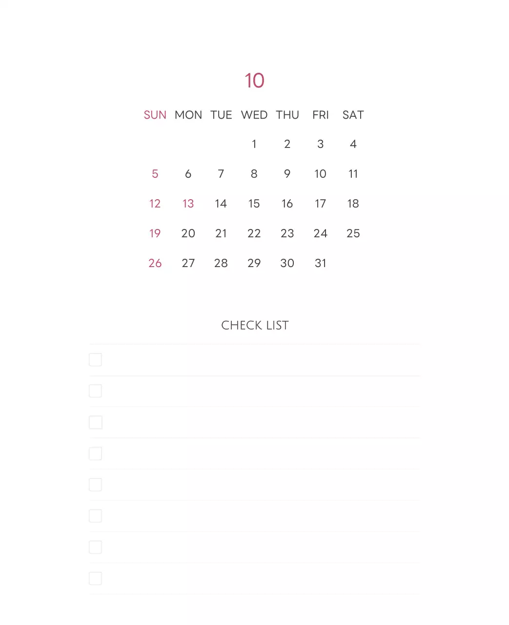 白と黒のシンプルな2025年版数字卓上カレンダー