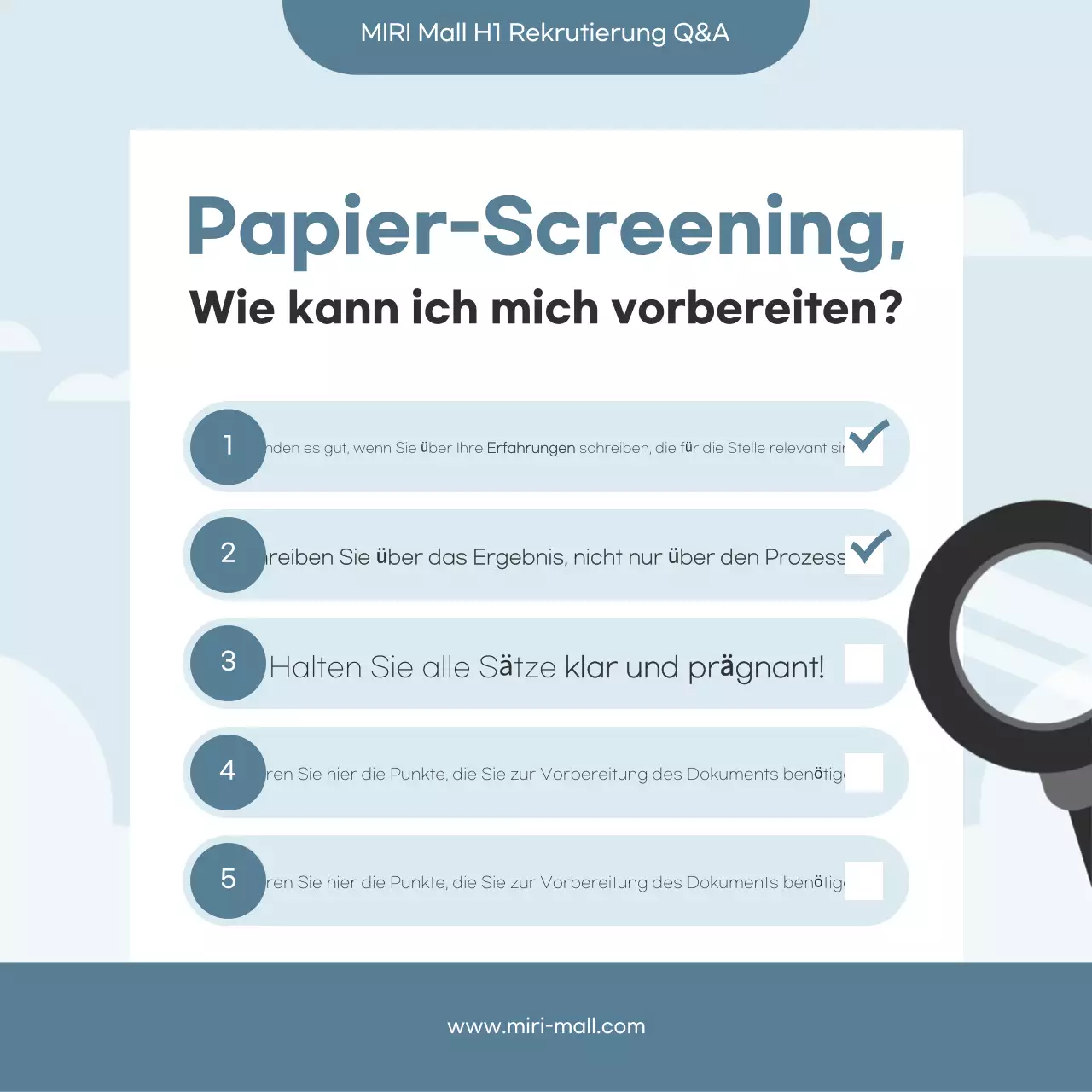 Hellblaue saubere Rekrutierung