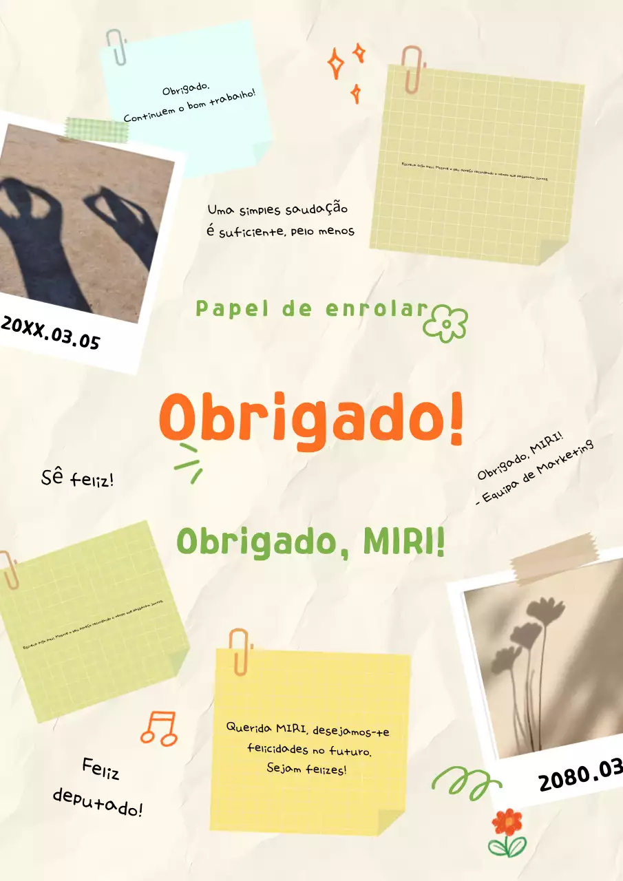 Nota de agradecimento laranja gira