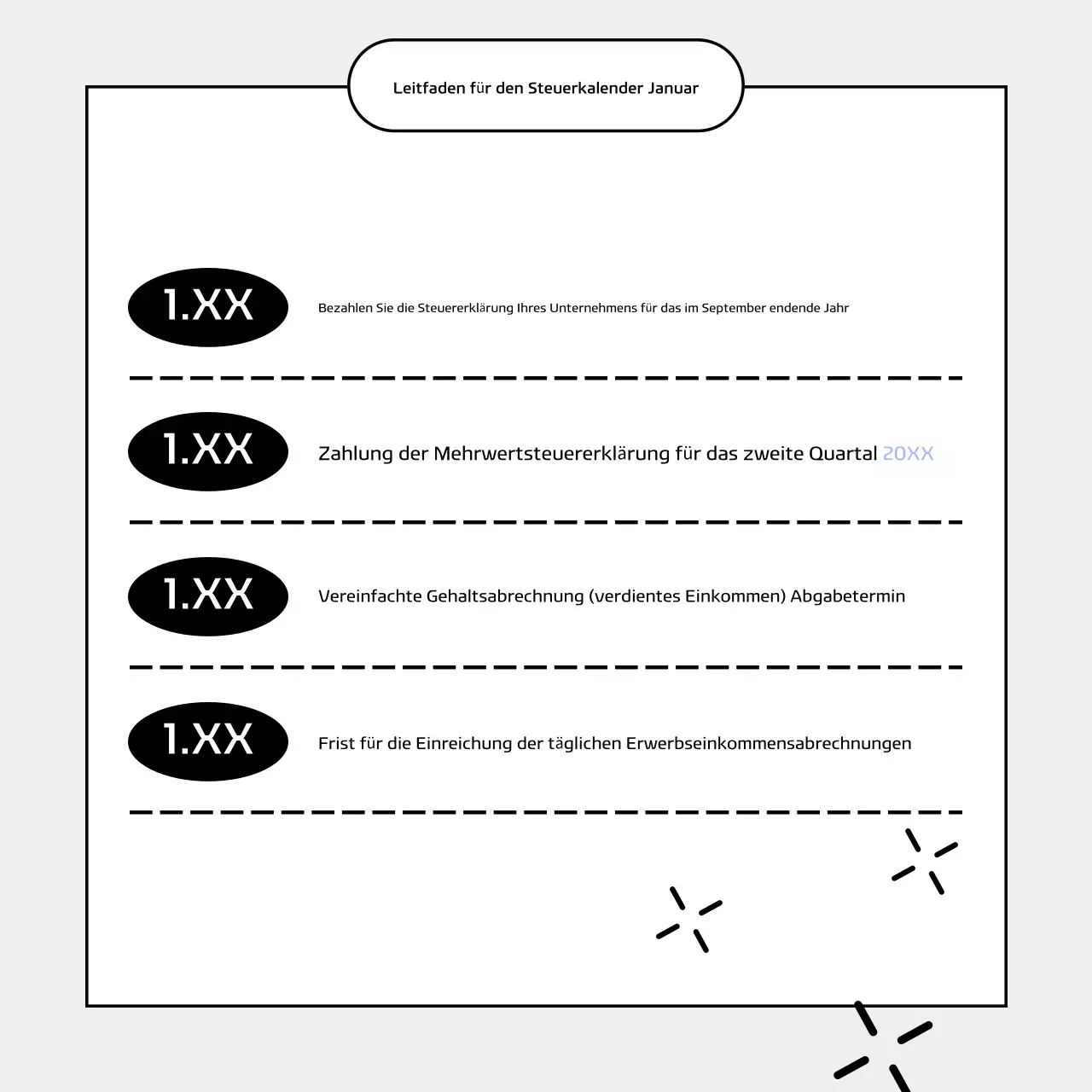Blauer Moderner Steuerkalender Leitfaden