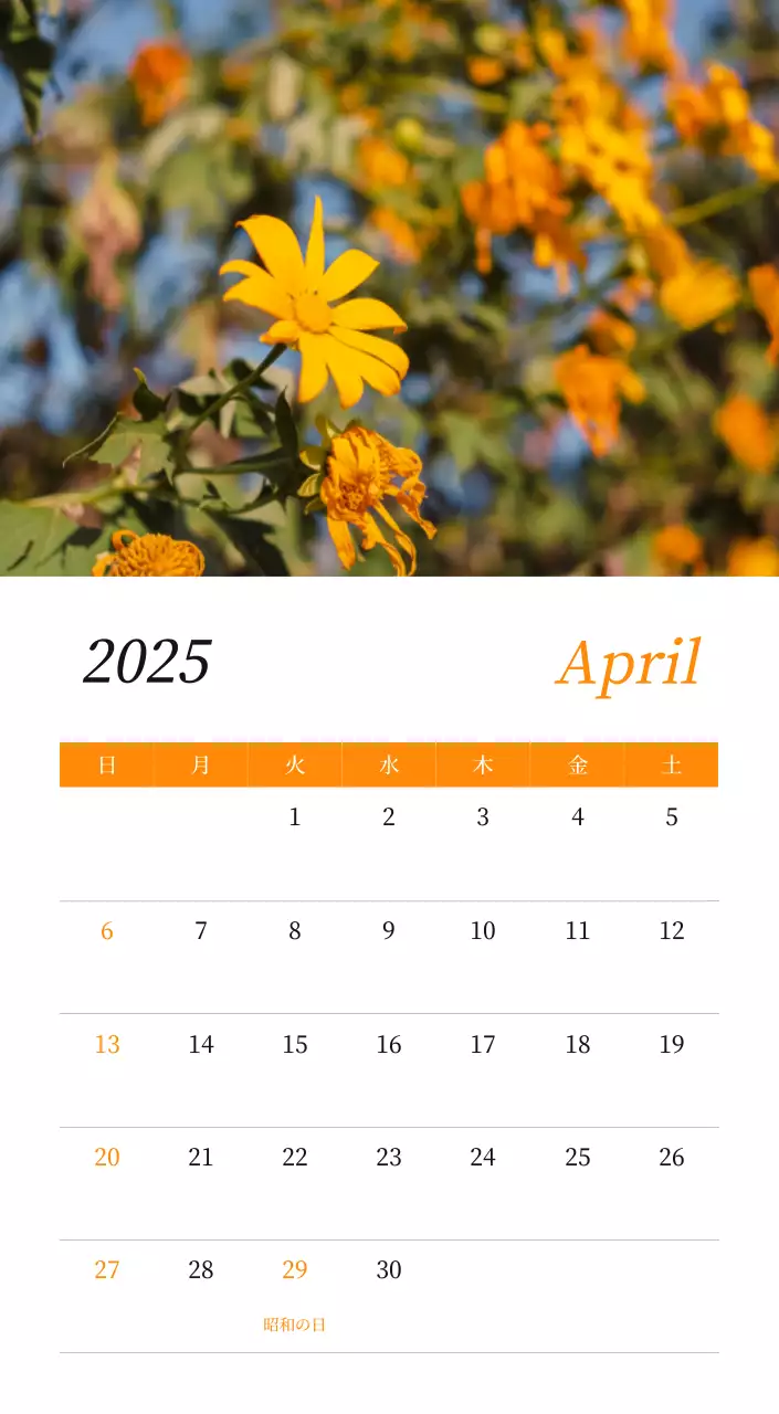 カラフルで美しい花のカレンダー