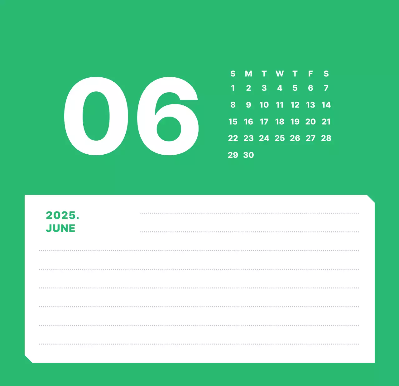 カラフルでシンプルな数字カレンダー