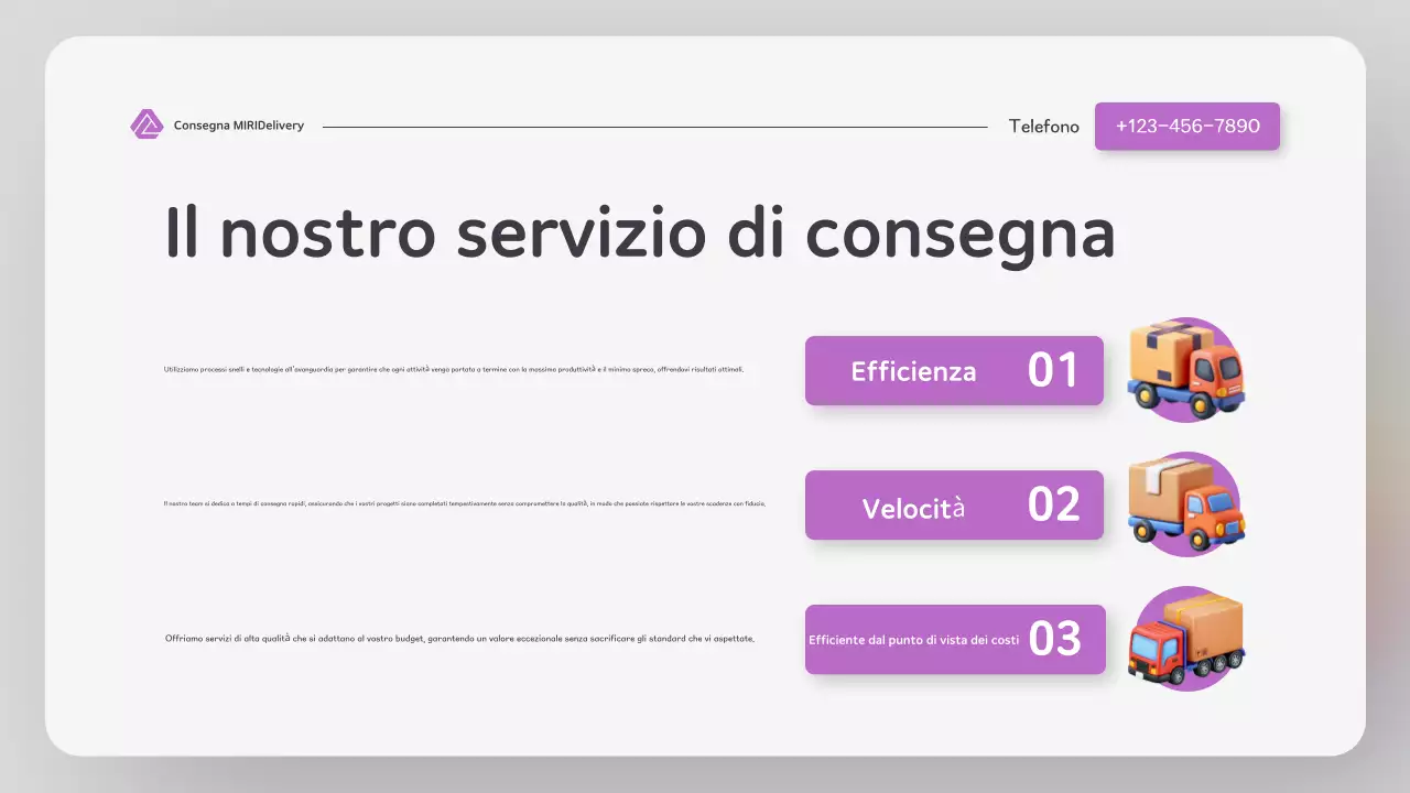 Presentazione della consegna in stile sito web moderno e colorato