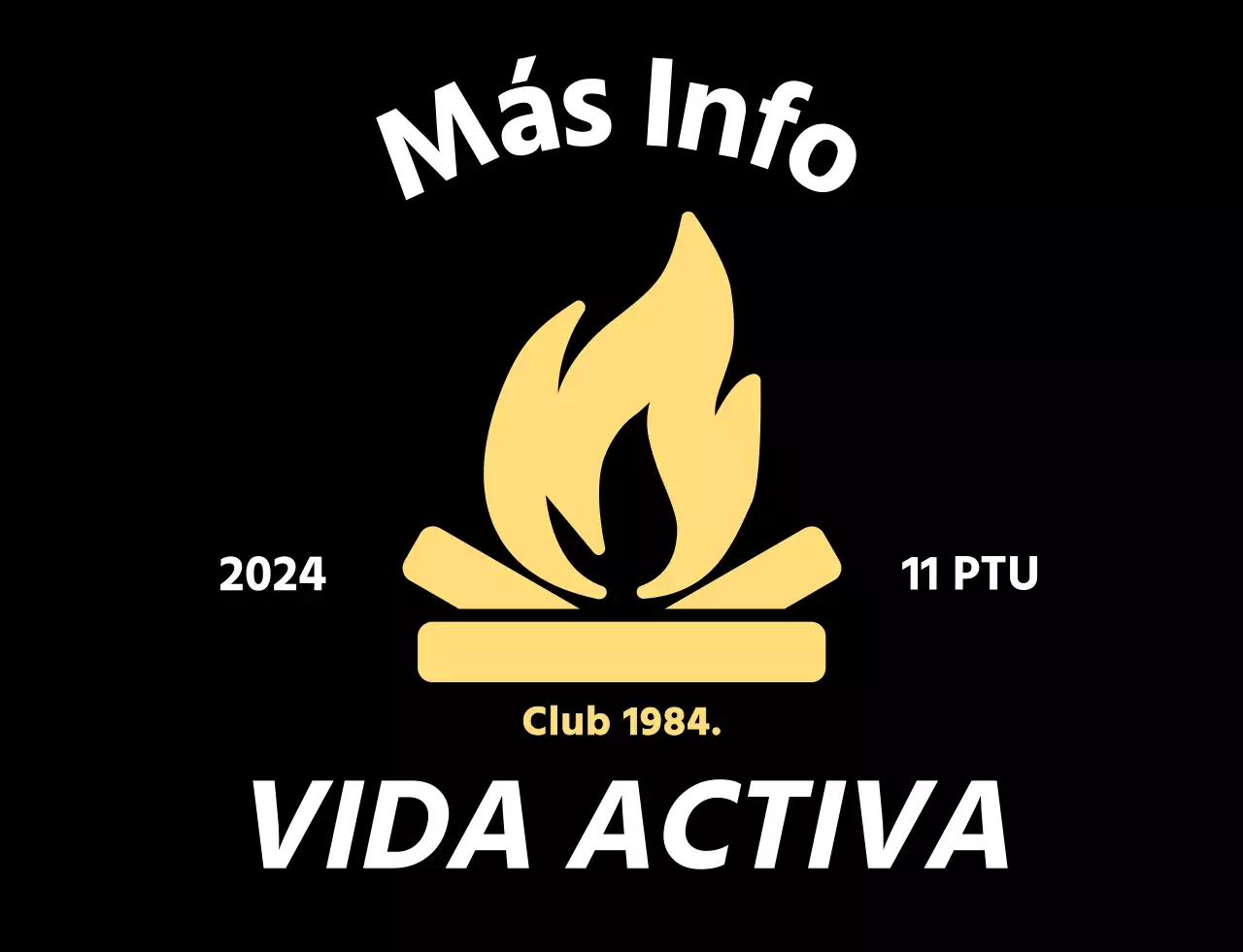 Promoción de camping sencilla con un icono de hoguera