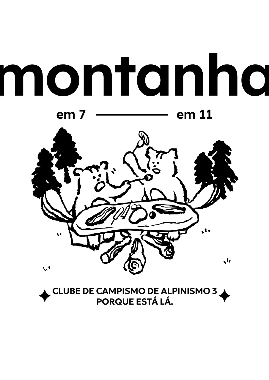Promover um clube de caminhadas vintage com uma ilustração de um esquilo a acampar
