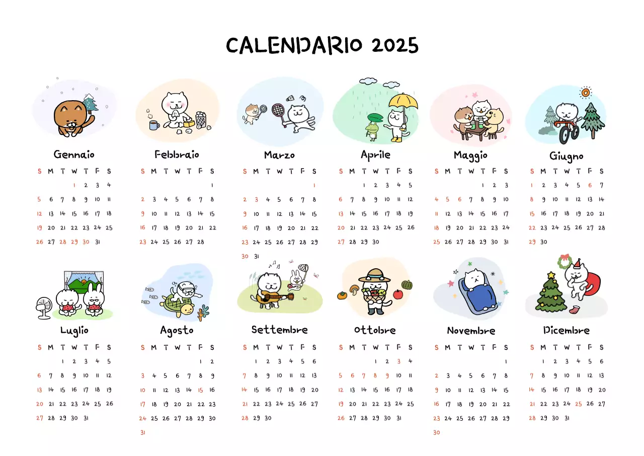 Calendario azzurro adorabile