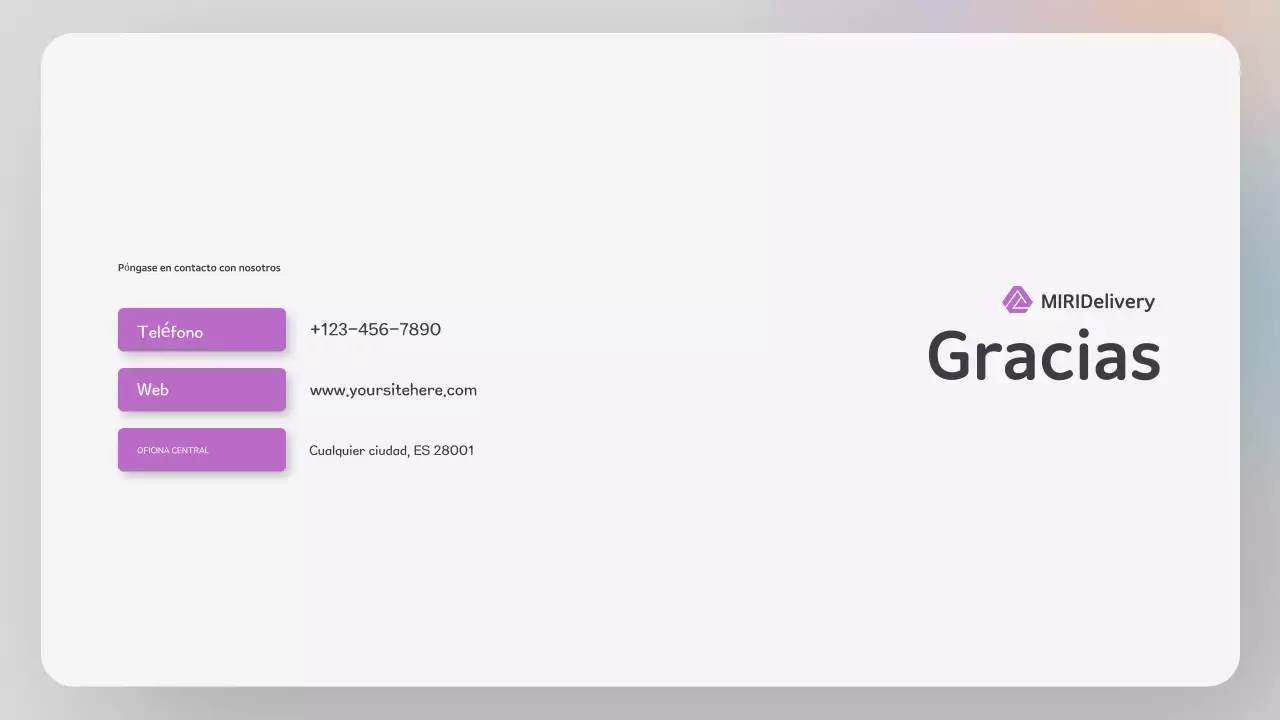 Presentación de la entrega en estilo de sitio web moderno y colorido