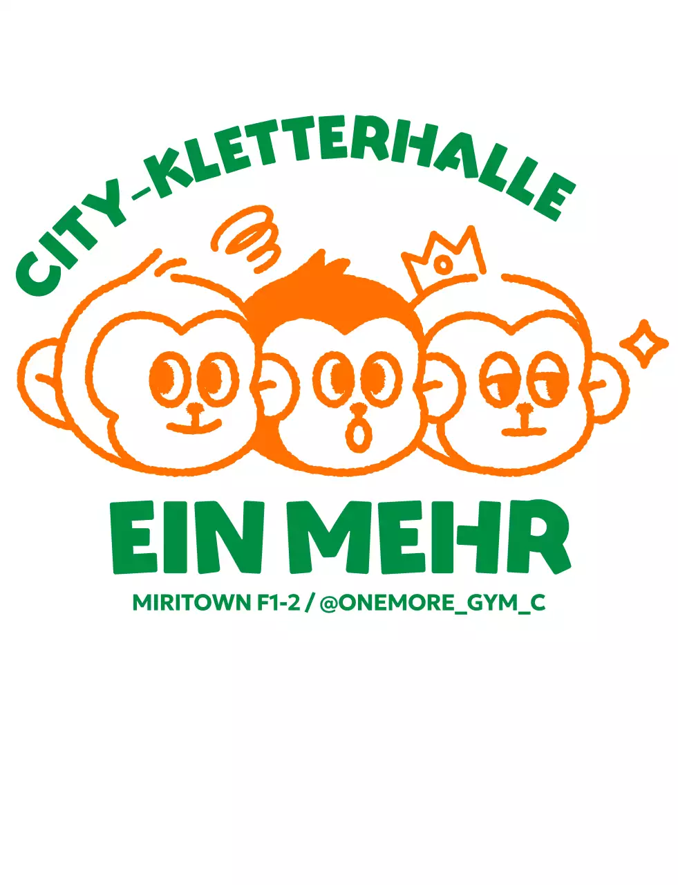 Kitschiges Workout-Logo mit Affen-Illustration