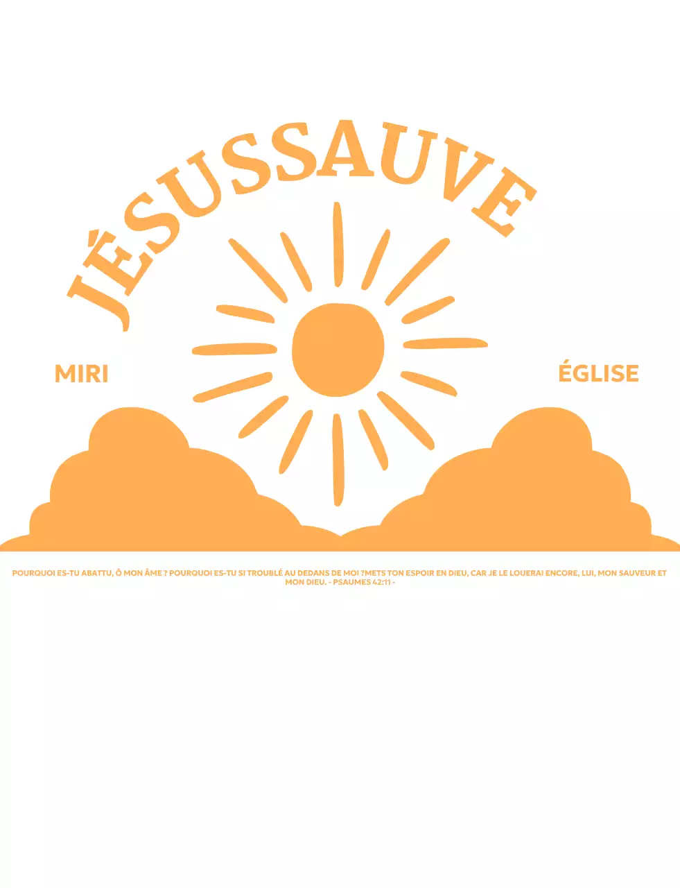 Promouvoir une église simple avec une illustration du soleil s'élevant au-dessus des nuages