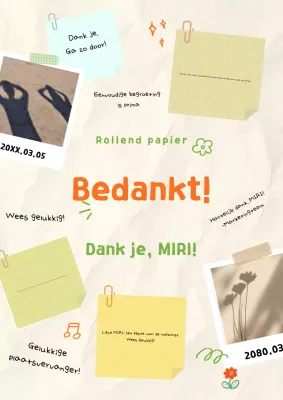 Schattig oranje bedankbriefje