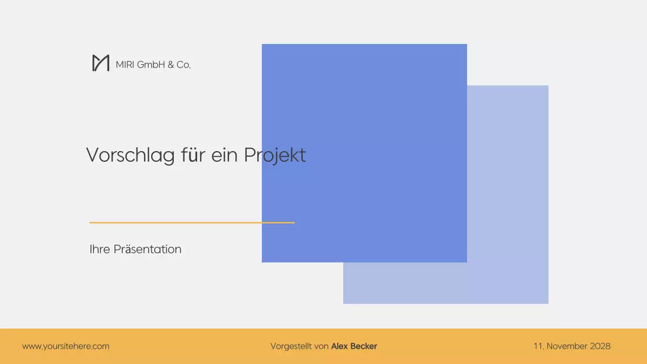 Moderner Businessplan in Blau und Gelb