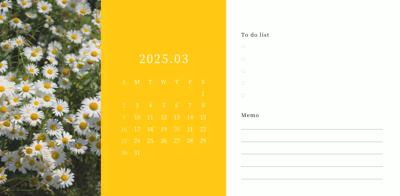 カラフルで美しい花のカレンダー