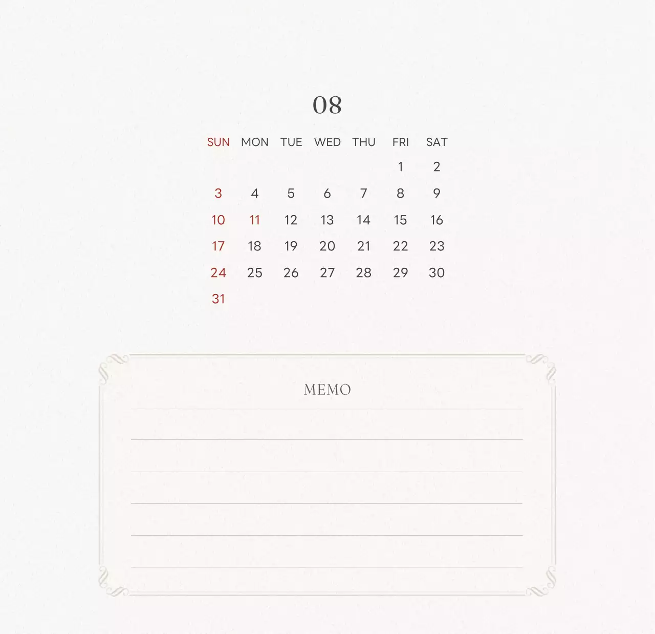 アイボリーとグリーンのシンプルな2025年花柄卓上カレンダー