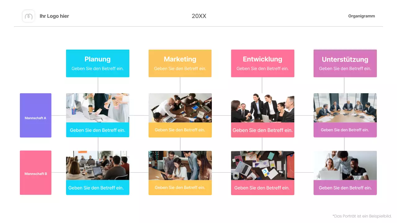 Buntes einfaches Organigramm Infografik Layout