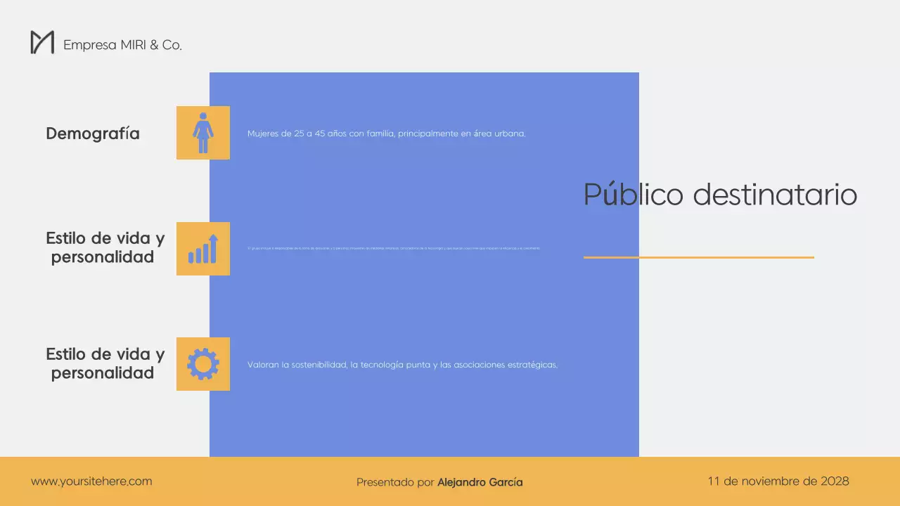 Plan de empresa moderno en azul y amarillo