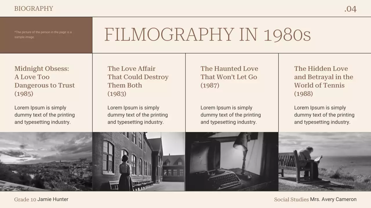 Brown Classic Biography Document Presentation