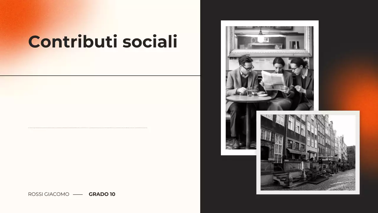 presentazione del corso di biografia moderna in nero e arancio