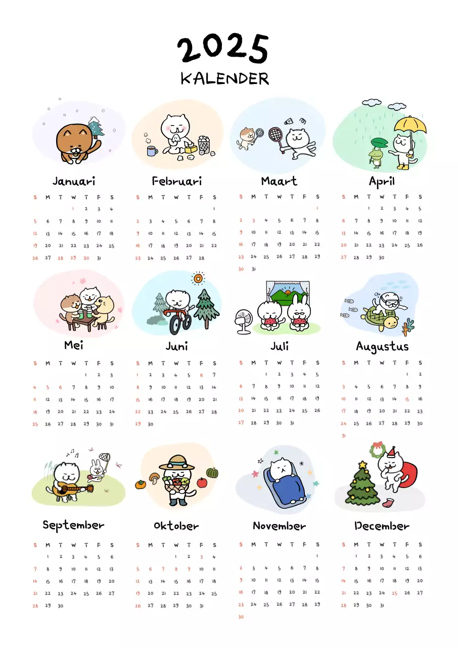 Lichtblauwe schattige kalender