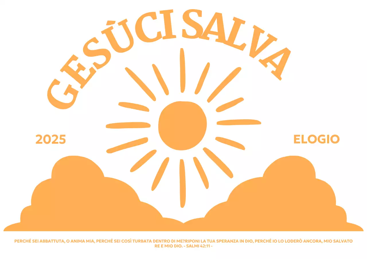 Promuovere una chiesa semplice con un'illustrazione del sole che sorge sopra le nuvole.