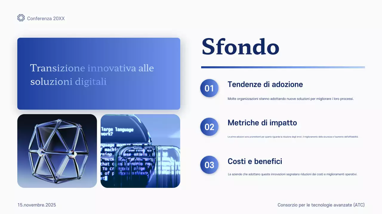 annuncio della conferenza sul futuro moderno blu