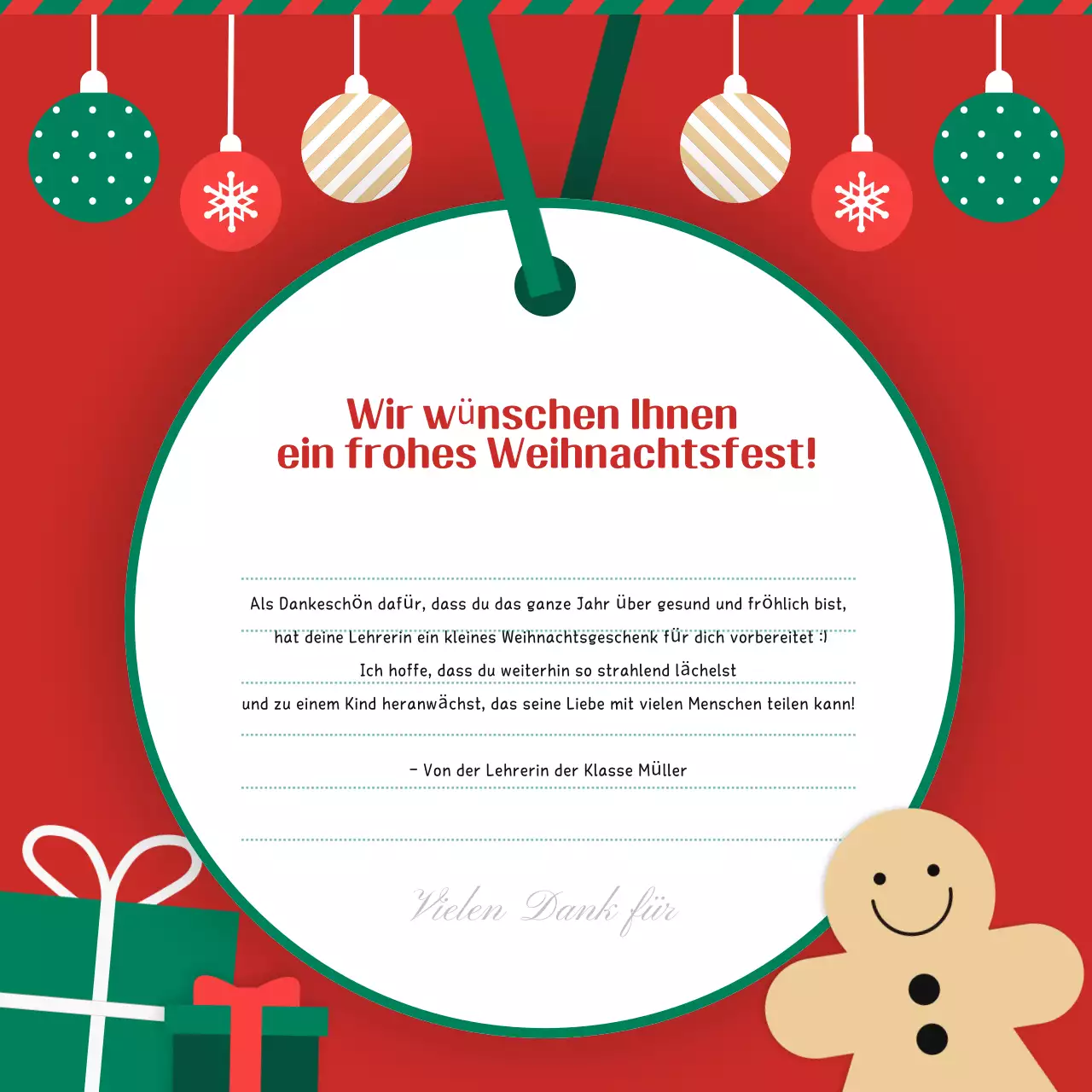 Rote Weihnachtspostkarte