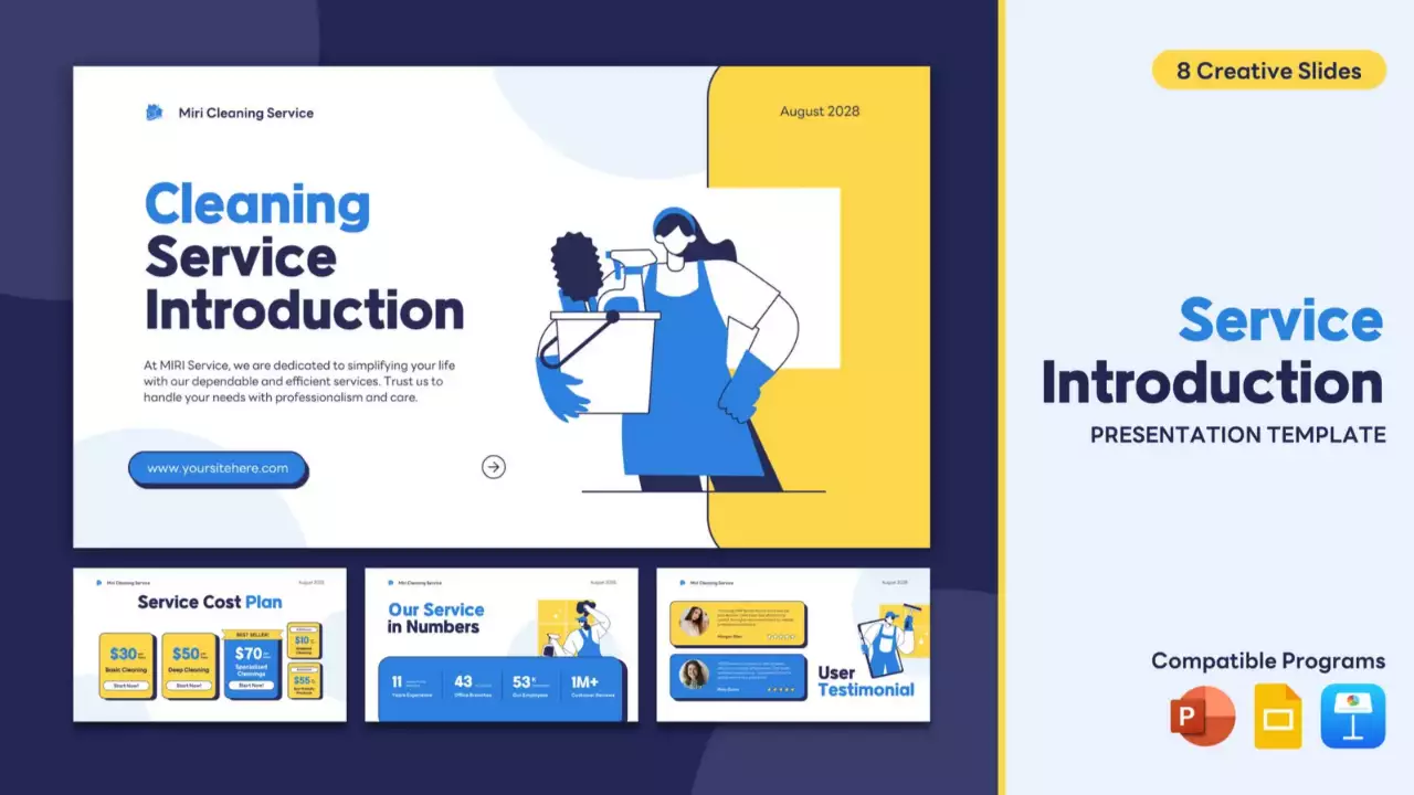 blue modern cleaning service introdução