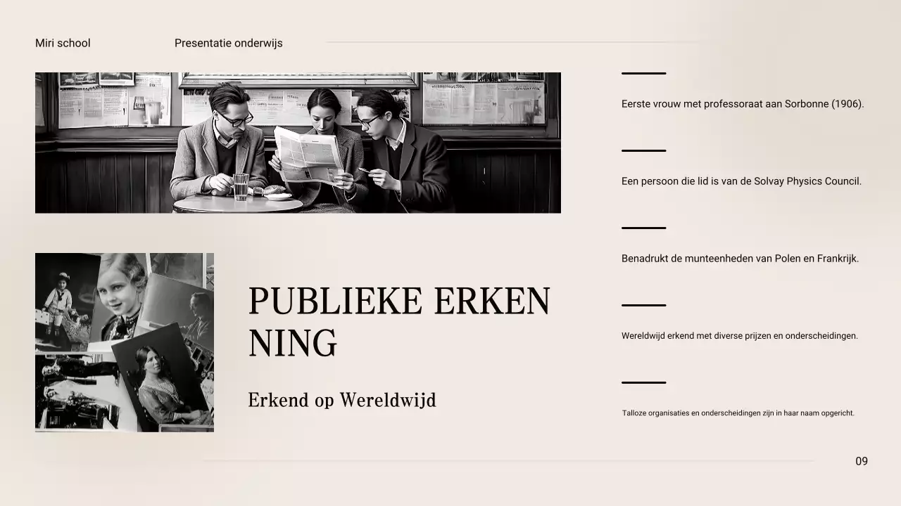 Zwart en beige Vintage Minimal Exploring the Life of Marie Curie Lesmateriaal