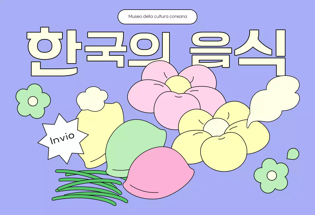 Cartolina con cibo coreano tradizionale alla menta