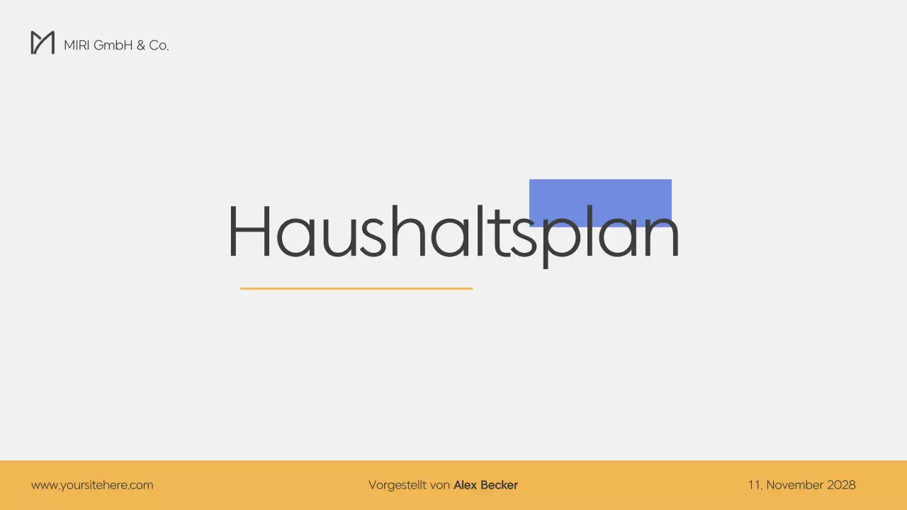 Moderner Businessplan in Blau und Gelb