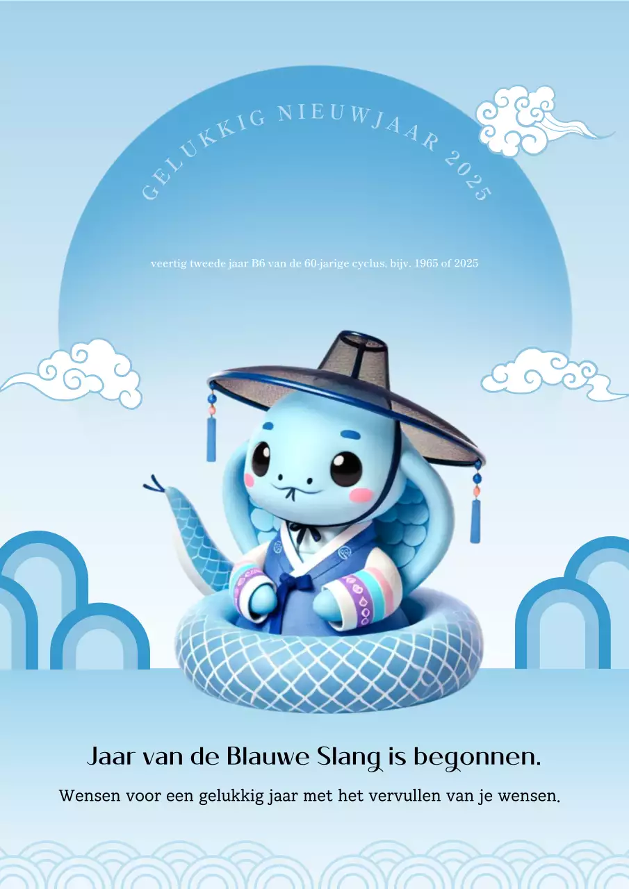 Traditionele nieuwjaarswensen in lichtblauw