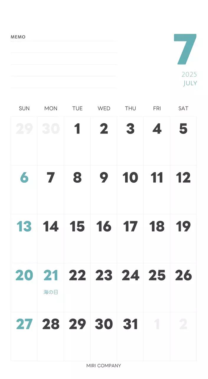白と黒のシンプルな2025年版数字卓上カレンダー