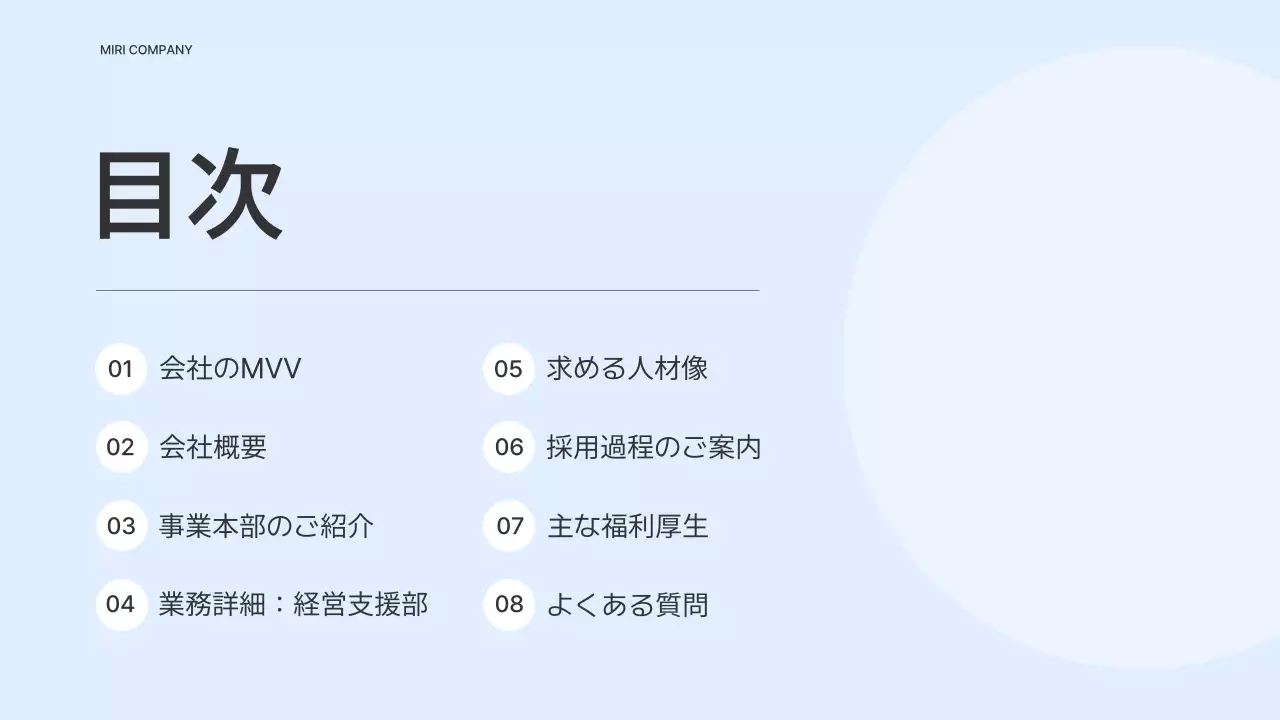水色 シンプル 会社説明会 資料 プレゼンテーション