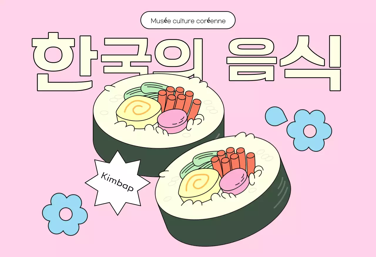 Carte postale de la cuisine traditionnelle coréenne à la menthe