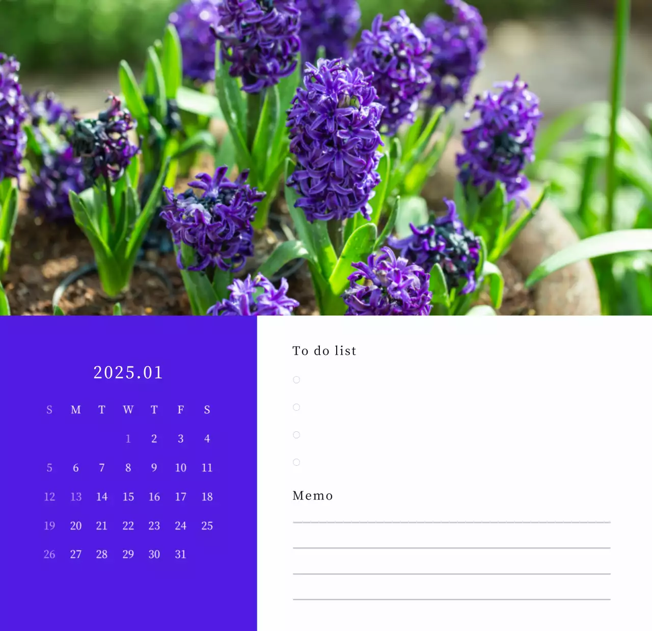 カラフルで美しい花のカレンダー