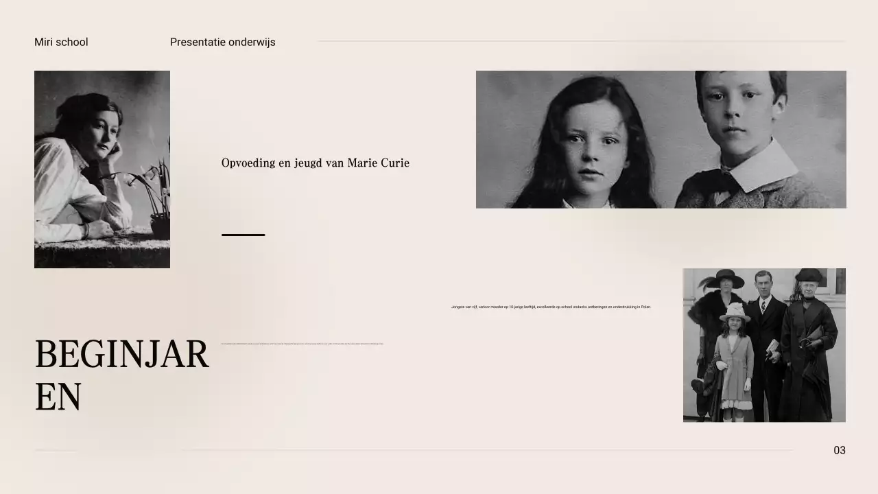 Zwart en beige Vintage Minimal Exploring the Life of Marie Curie Lesmateriaal