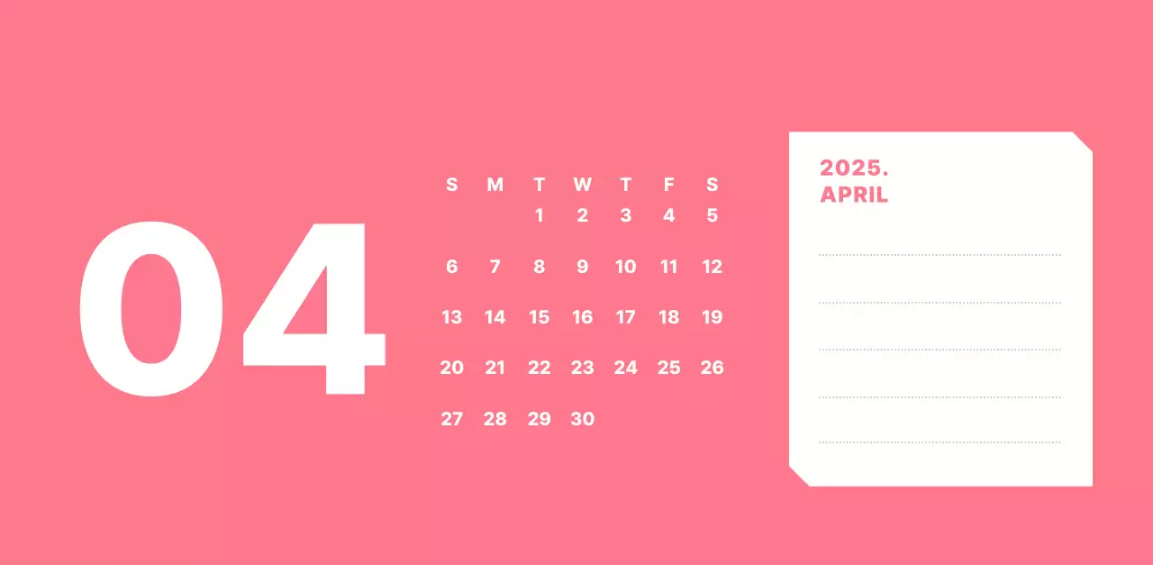 カラフルでシンプルな数字カレンダー