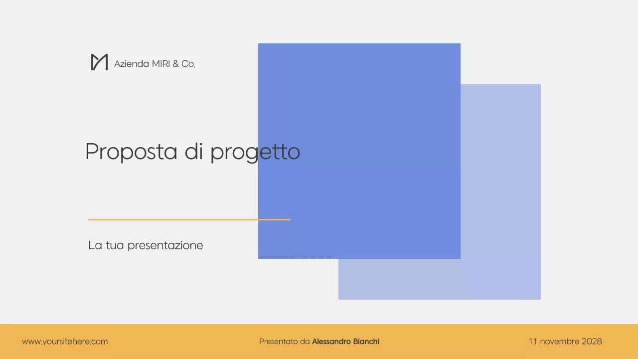 Un moderno business plan in blu e giallo