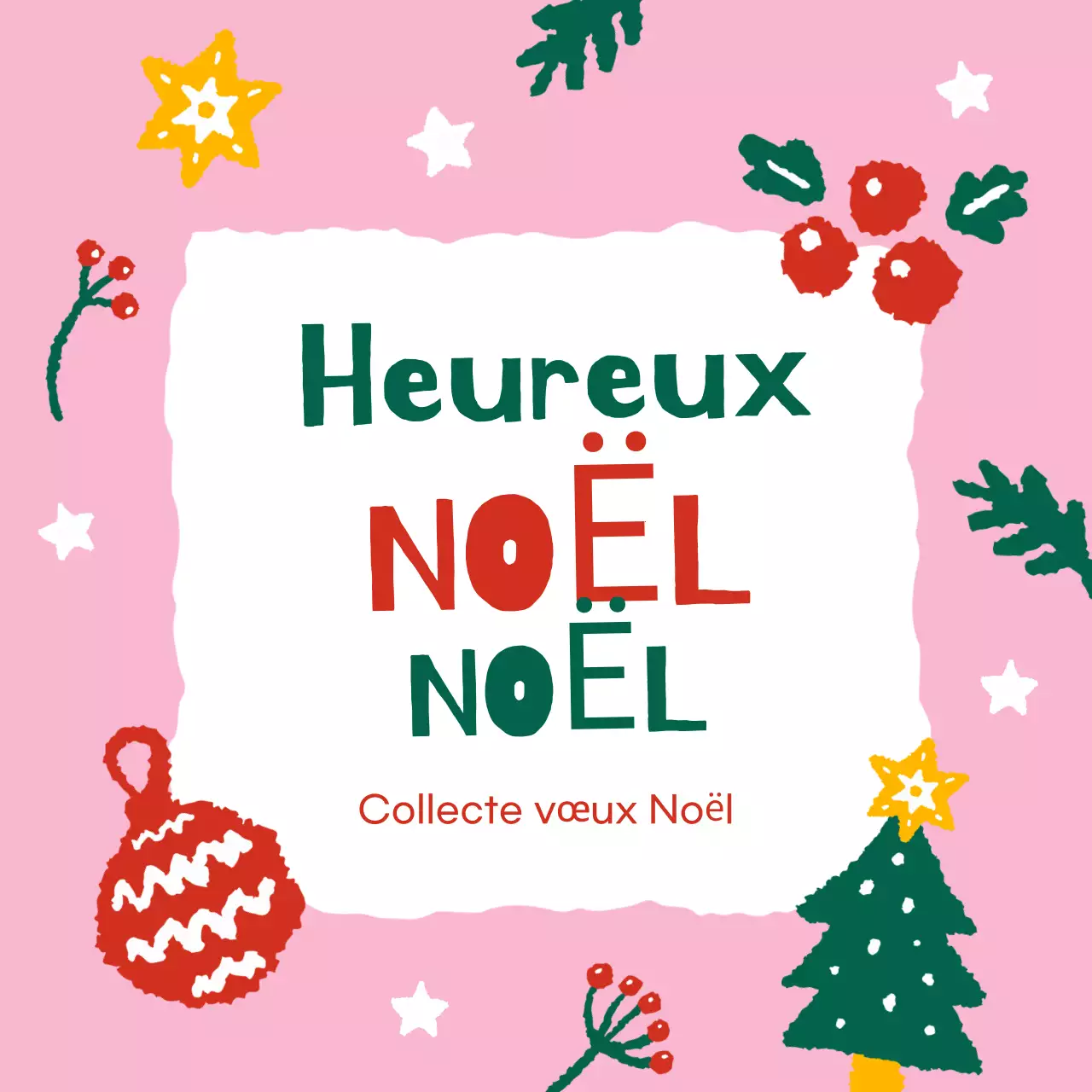 Carte de Noël rose et cosy