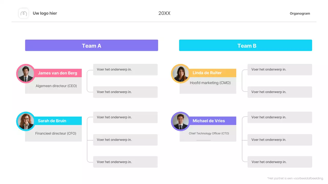 kleurrijk eenvoudig organigram infographics layout
