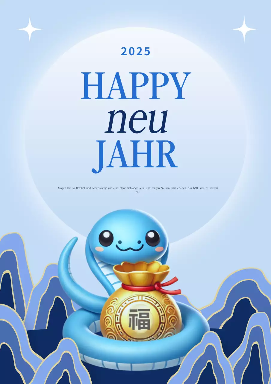 Niedliche Neujahrsgrüße in Hellblau