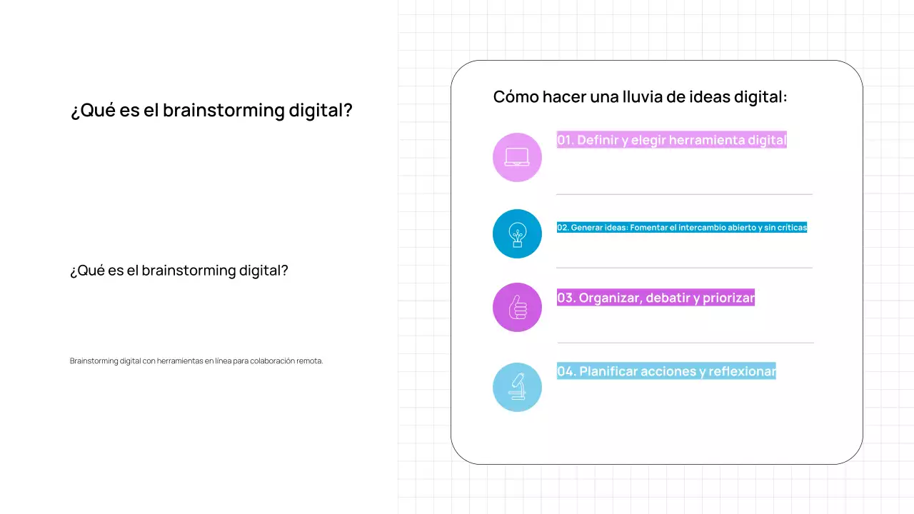 Moderna presentación digital en negrita y minimalista para lluvia de ideas